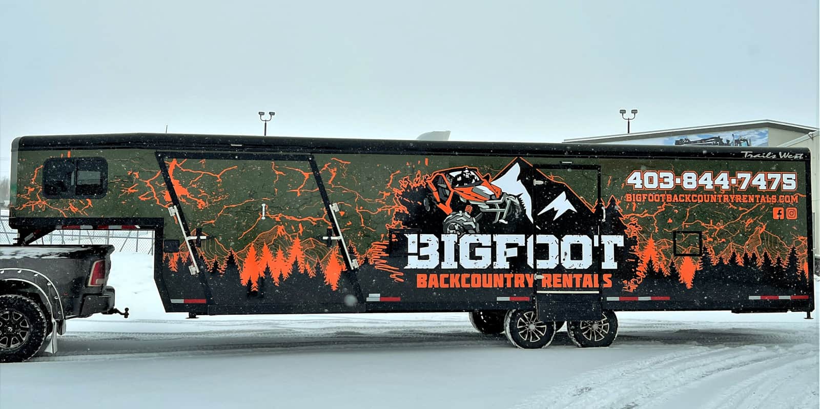 equipment wrap red deer alberta - This photo shows Big Foot trailer wrapped by G-Force Signs and Graphics in Red Deer, Alberta